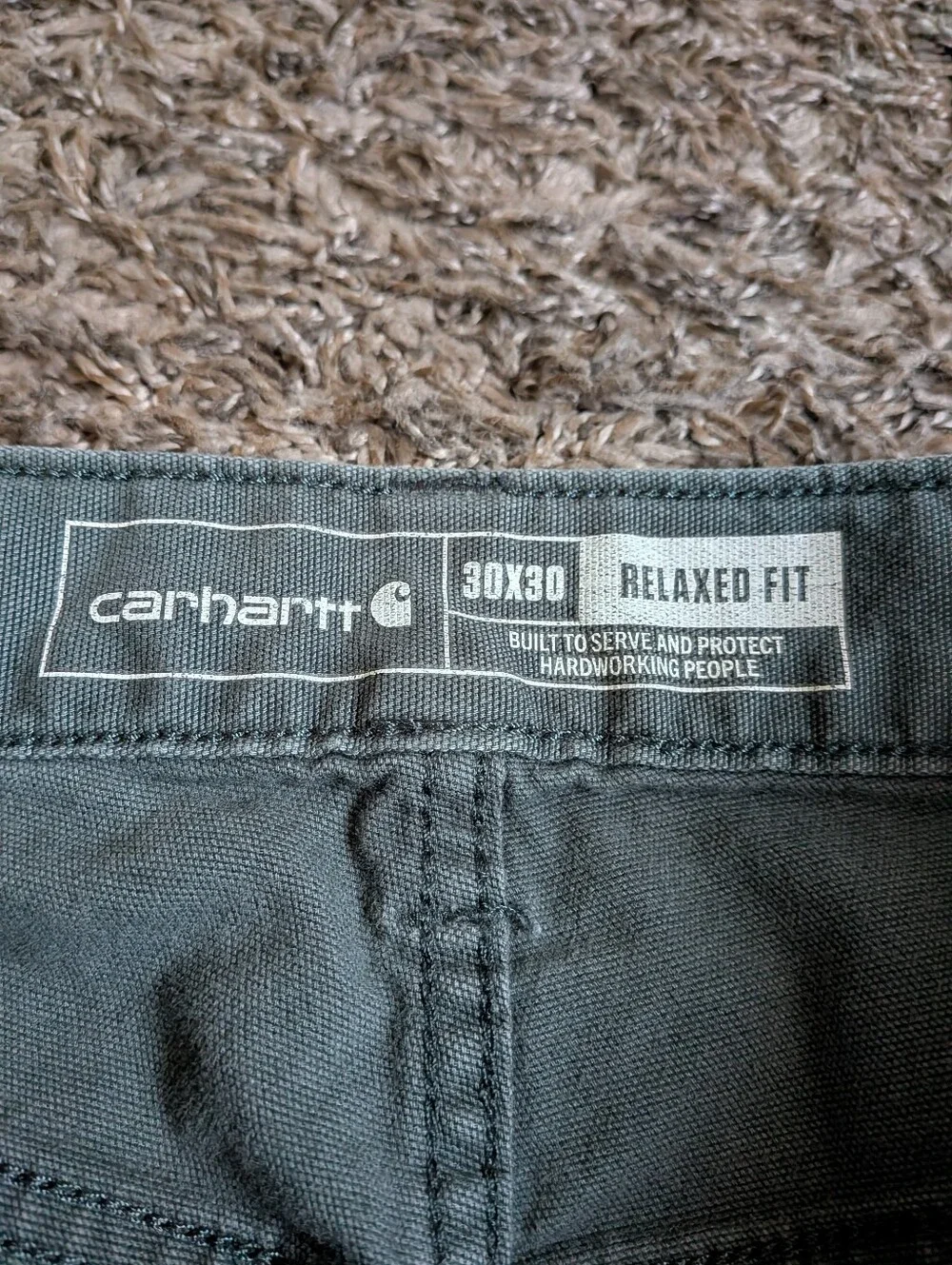 Carhartt Green Canvas Relaxed Fit 5-Pocket Work Pant Men's 30x28